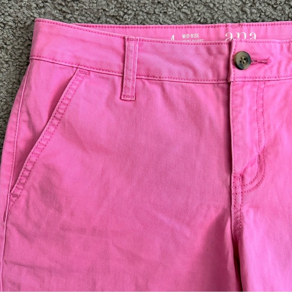 a.n.a Mid-Rise Midi Chino Pink Short Womens 4 - Picture 9 of 13